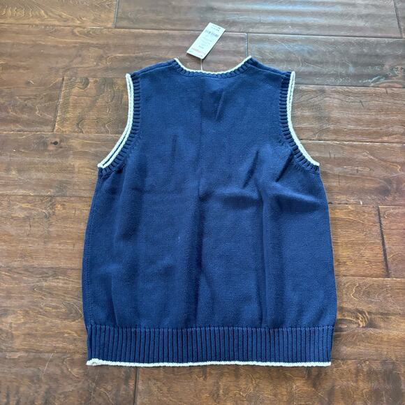 NEW Gymboree Boys Medium 7/8 Knit Sweater Vest Navy Blue V-Neck - Picture 2 of 4